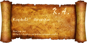 Kopkó Aranka névjegykártya